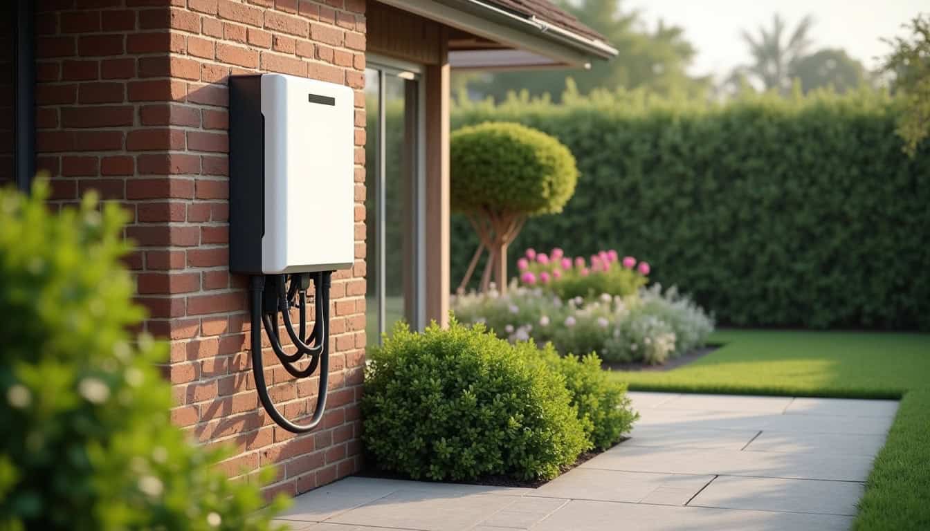 Borne de recharge électrique installée dans un jardin à Nouan-le-fuzelier
