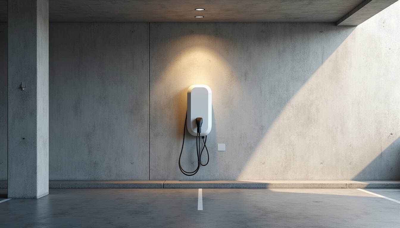 Borne de recharge électrique installée dans un parking d