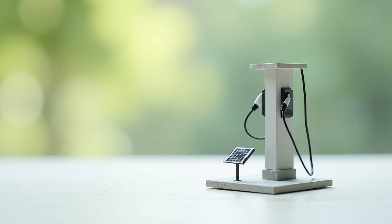 Borne de recharge électrique installée dans un parking d'entreprise en Ardèche