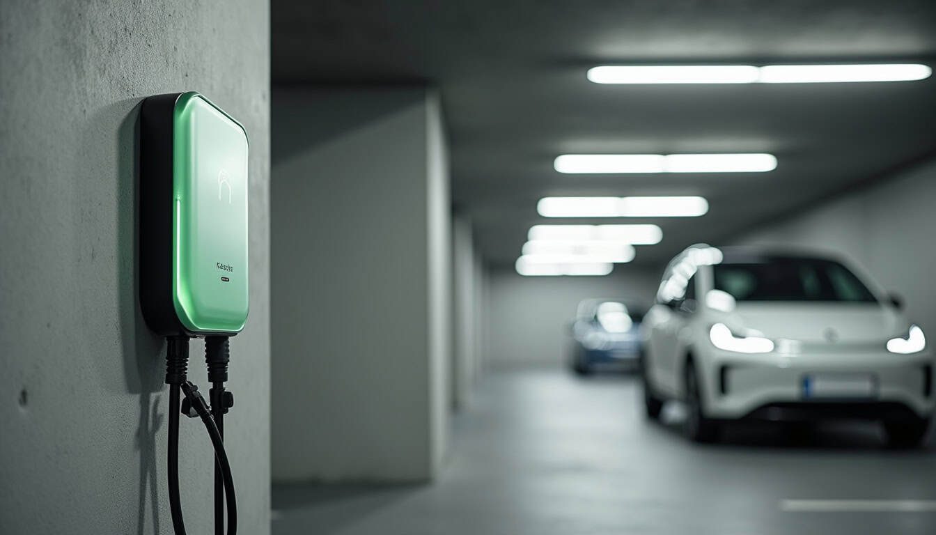 Borne de recharge électrique installée dans un parking privé à Asnières-sur-Seine