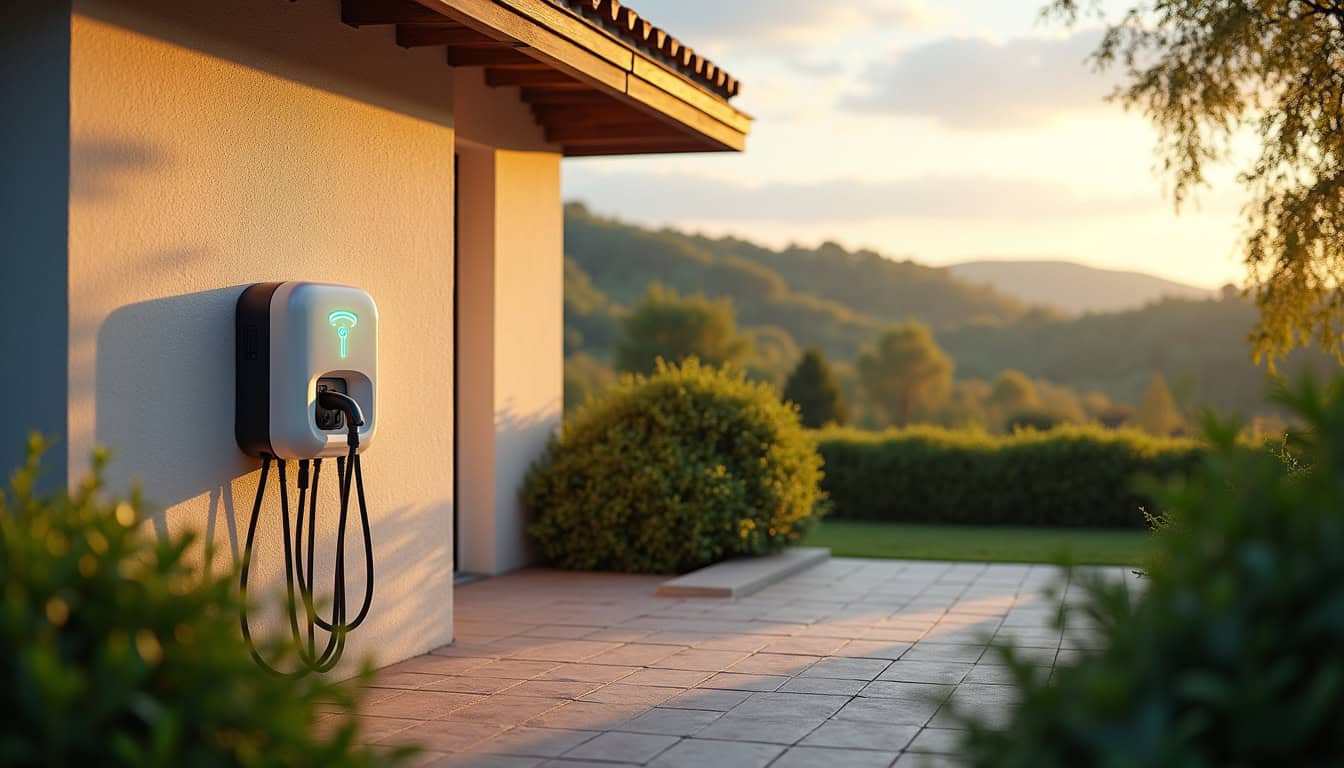 Borne de recharge électrique installée devant une maison à Capendu