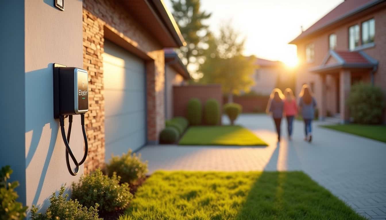 Borne de recharge électrique installée devant une maison à Heugas