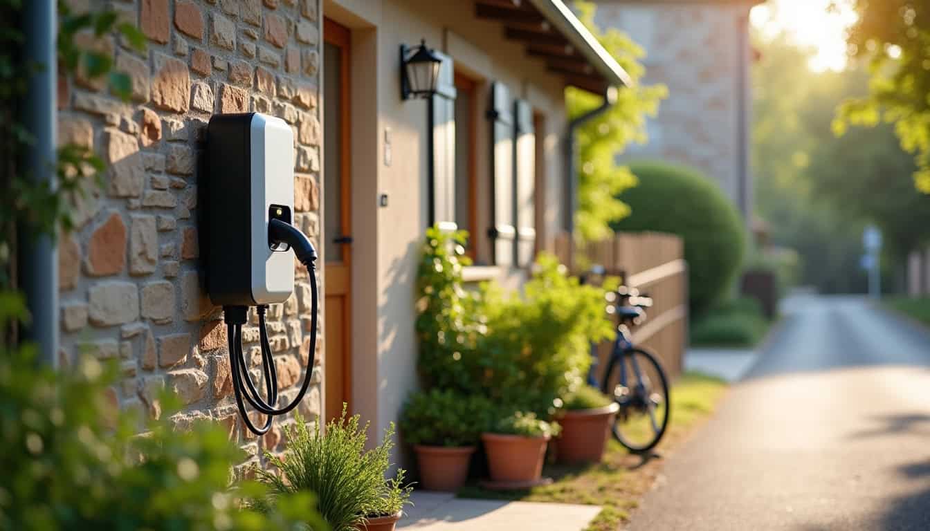Borne de recharge électrique installée devant une maison à Marssac-sur-Tarn