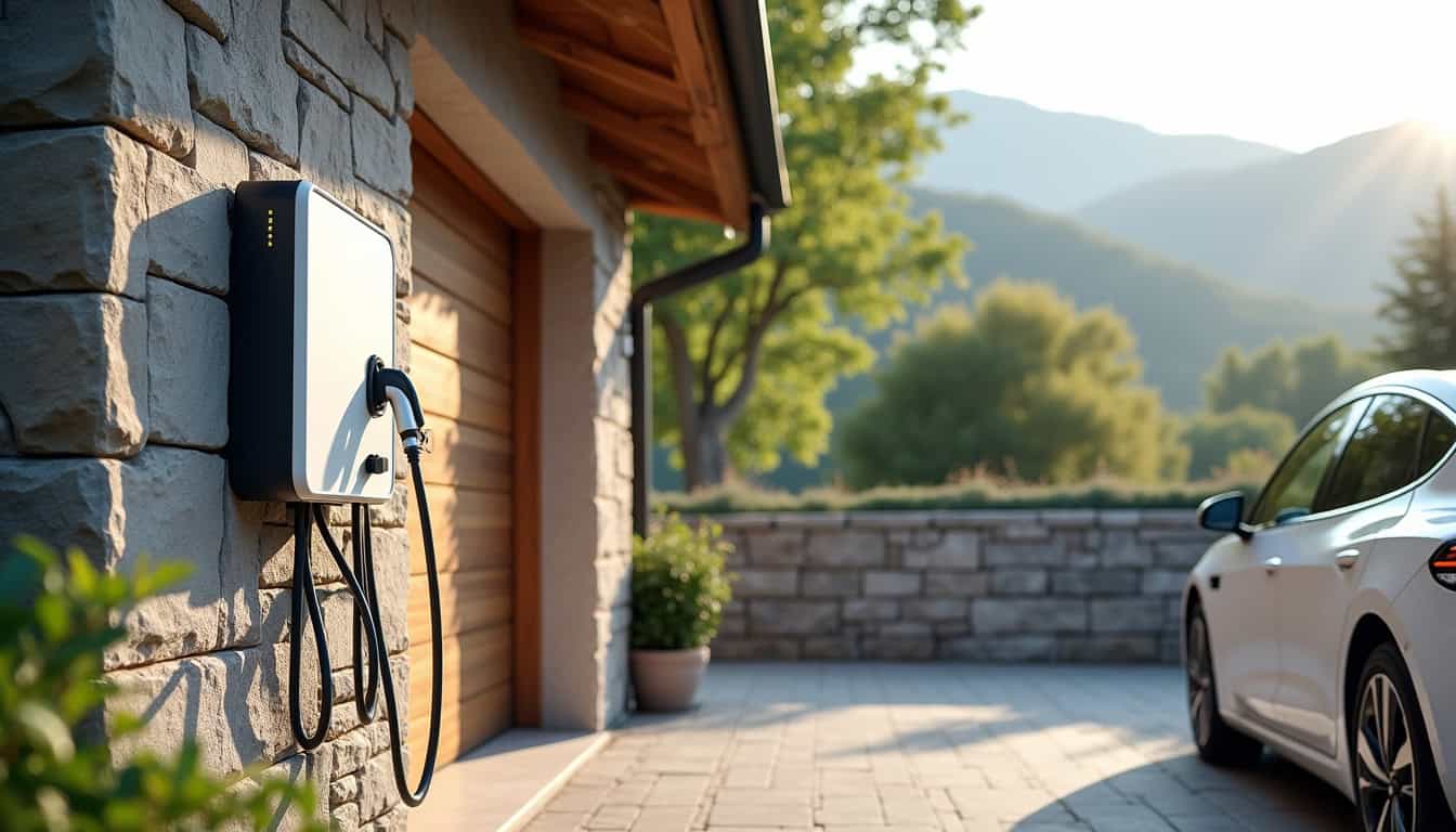Borne de recharge électrique installée en extérieur à Chirens