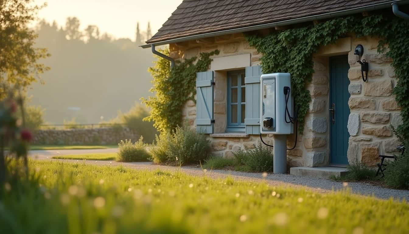 Borne de recharge électrique installée en extérieur près d