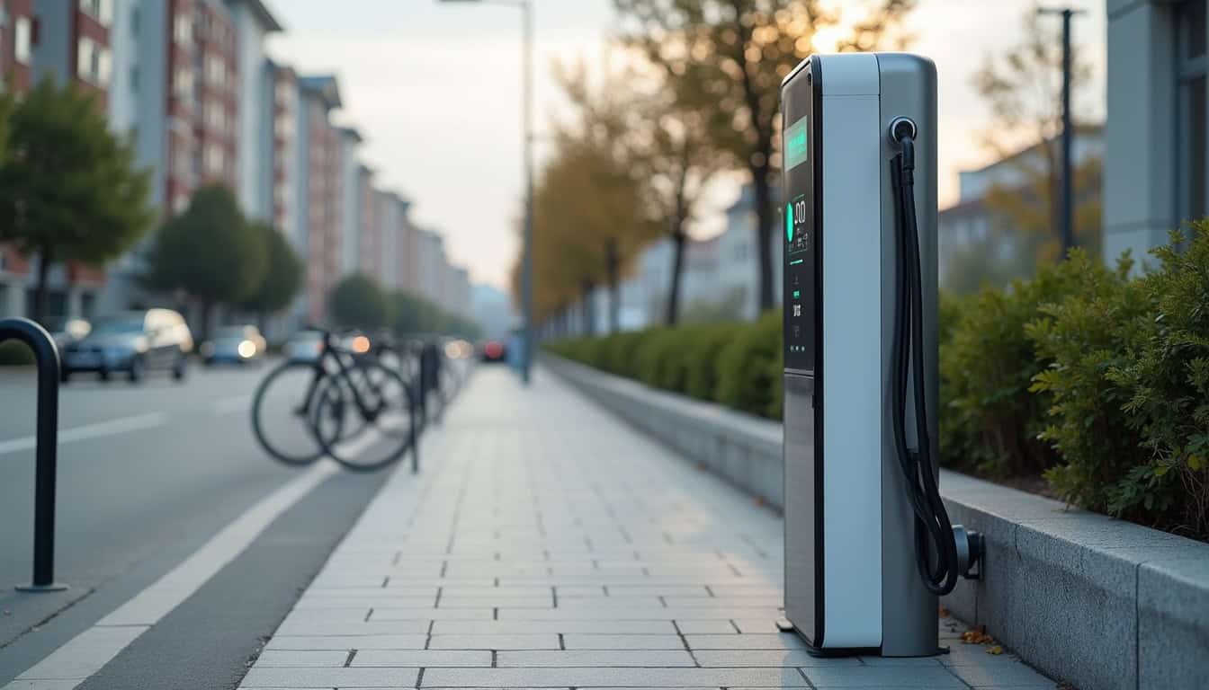 Borne de recharge électrique installée en milieu urbain à Serres