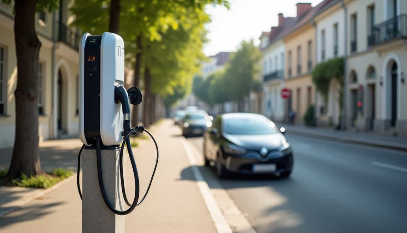 Borne de recharge électrique installée rue Jean Roger à Nouzonville