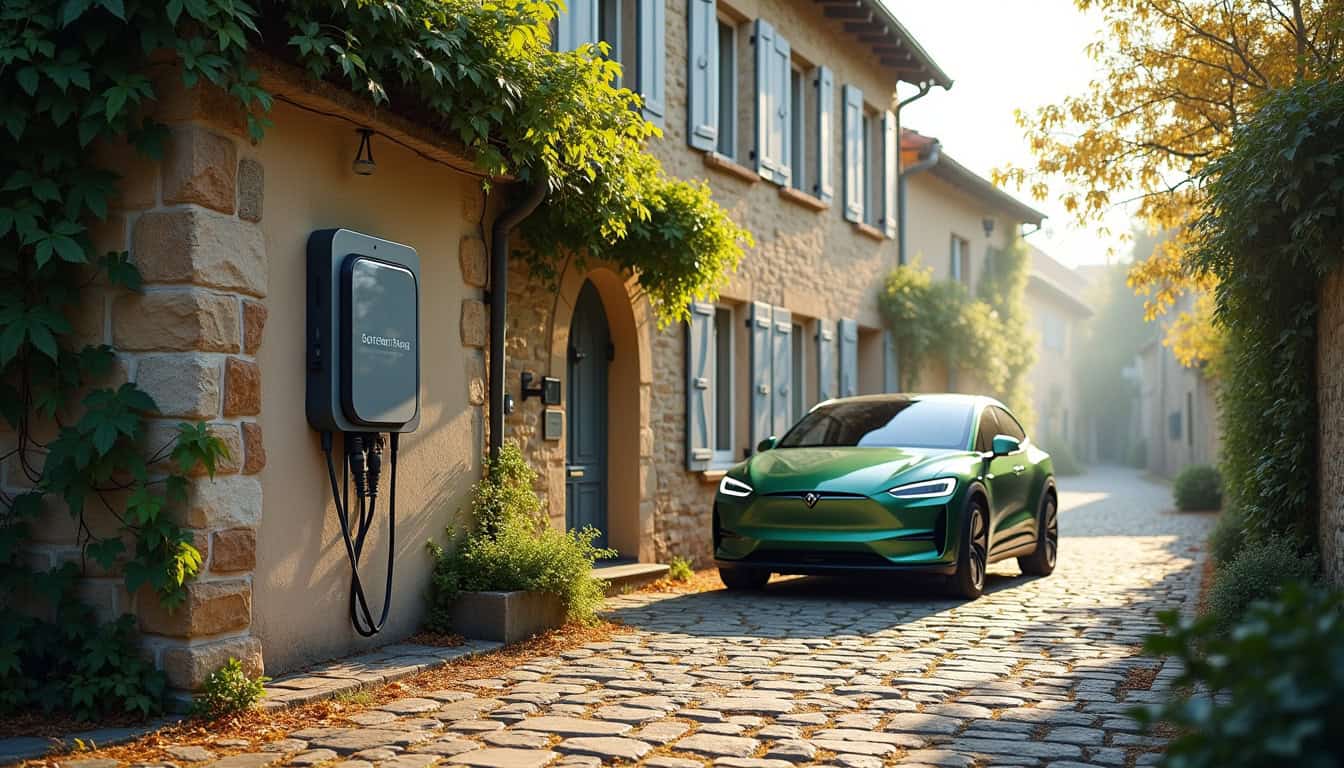 Borne de recharge électrique installée sur la façade d