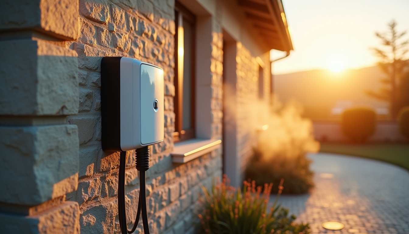 Borne de recharge électrique installée sur un mur extérieur à Vimines