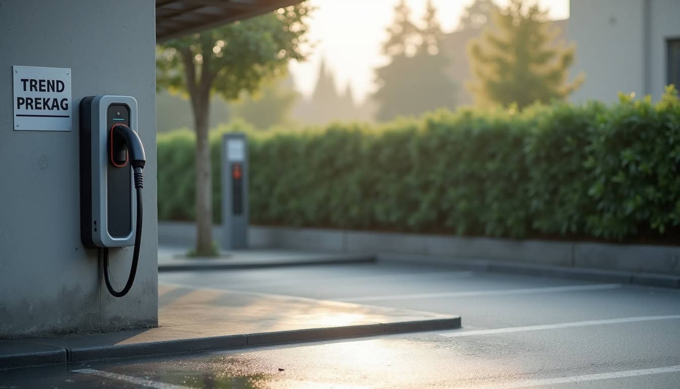 Borne de recharge électrique installée sur une place de parking en copropriété à Pont-Scorff