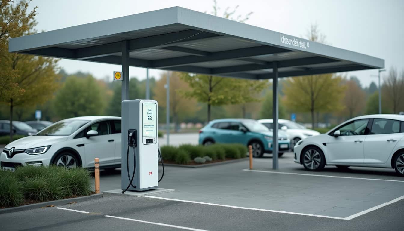 Borne de recharge électrique Lidl située à Fosses, près d