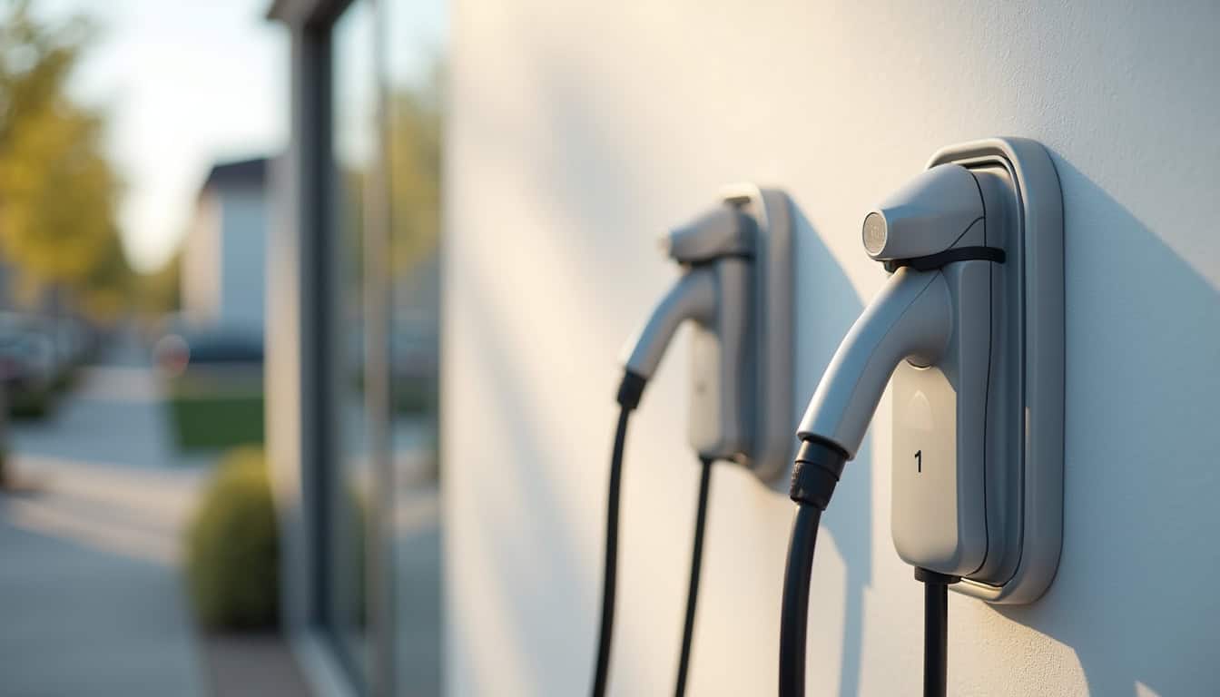 Borne de recharge électrique murale installée à l