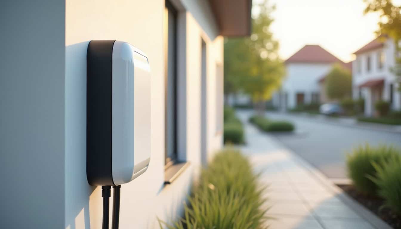 Borne de recharge électrique murale installée à l