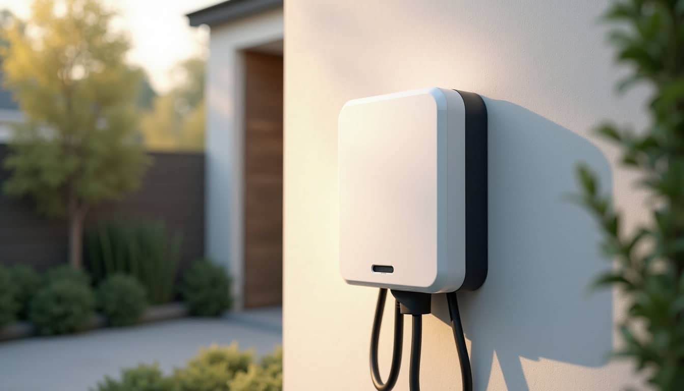 Borne de recharge électrique murale installée à l