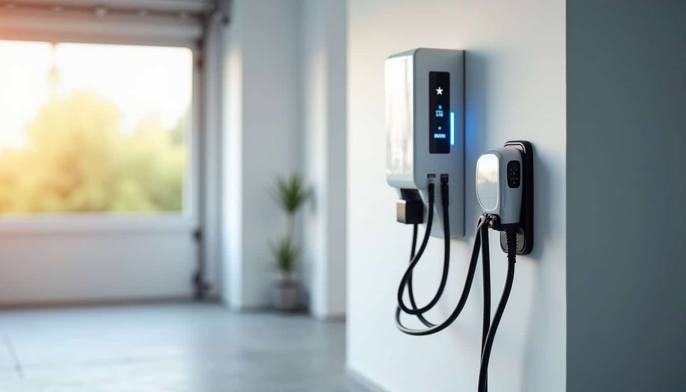 Borne de recharge électrique murale installée à l