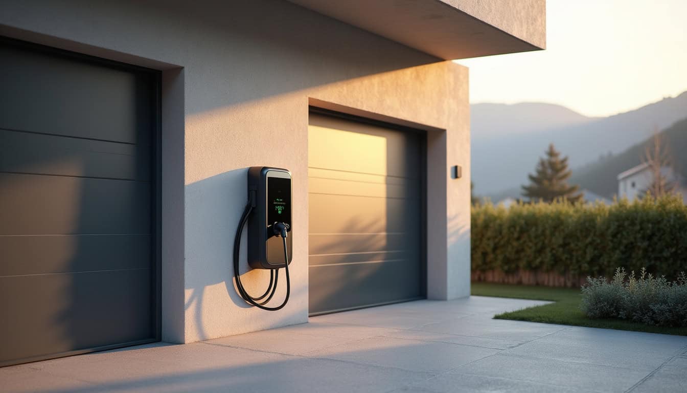 Borne de recharge électrique murale installée à l