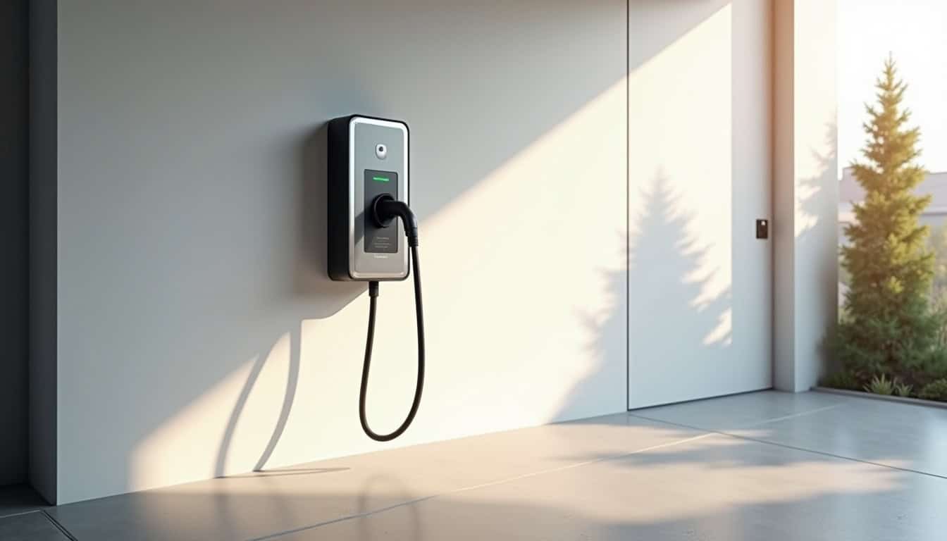 Borne de recharge électrique murale installée à l