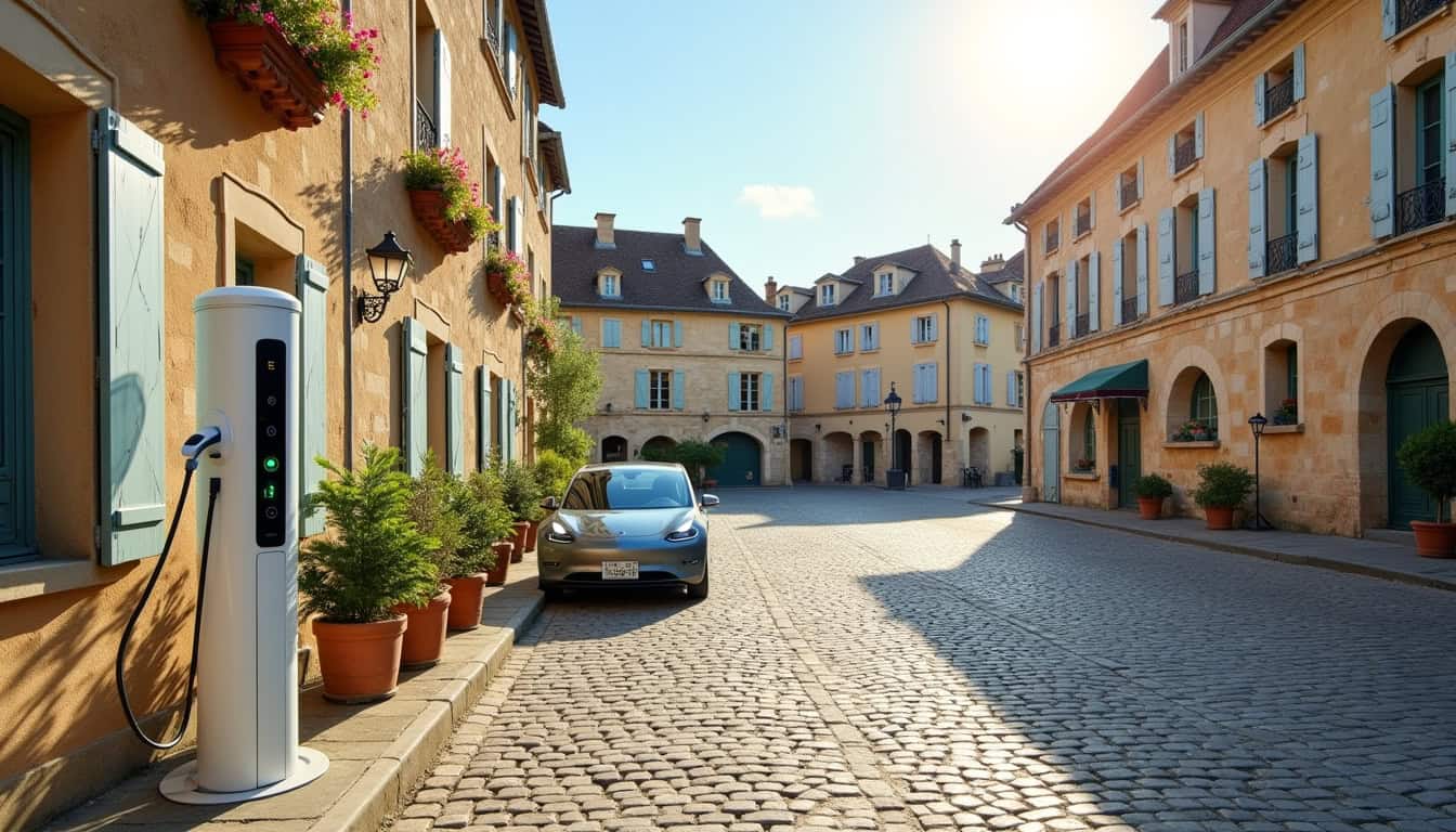 Borne de recharge électrique publique installée à Aubusson