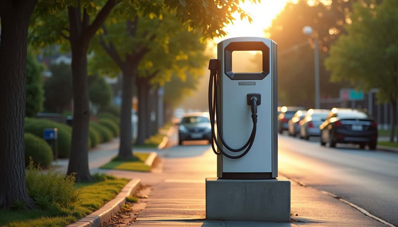 Borne de recharge électrique publique installée impasse du Cerisier à Boos