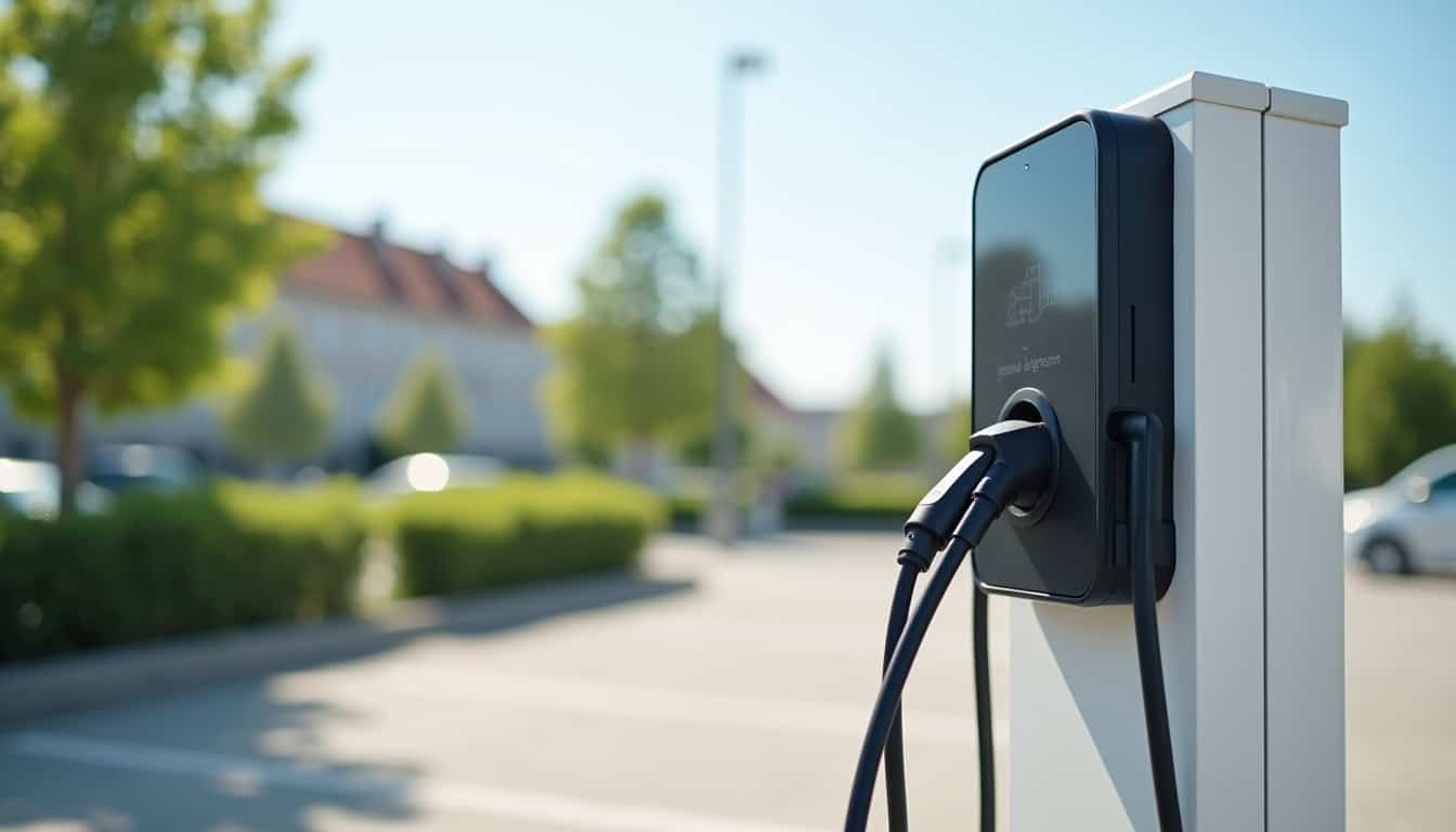 Borne de recharge électrique publique située à Isle, près d