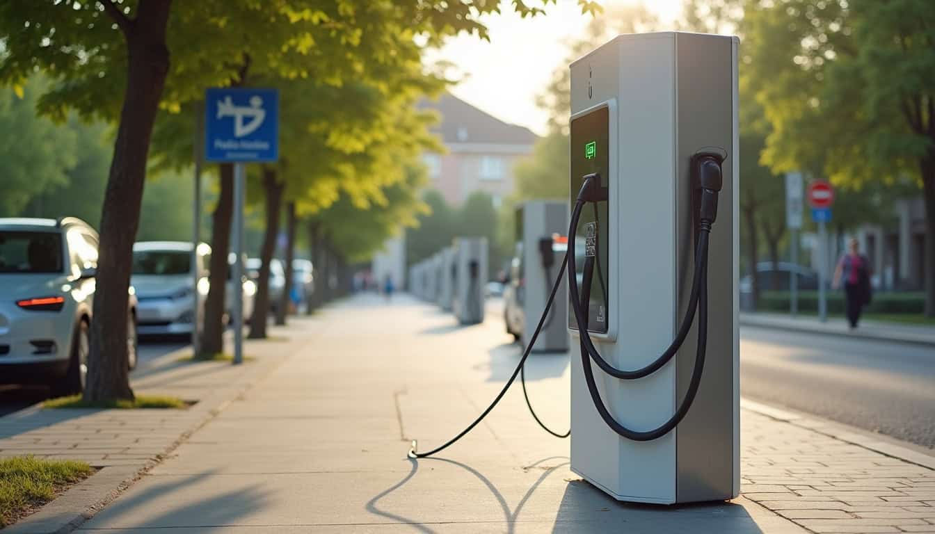 Borne de recharge électrique publique située Avenue des Loisirs à Pougues-les-Eaux