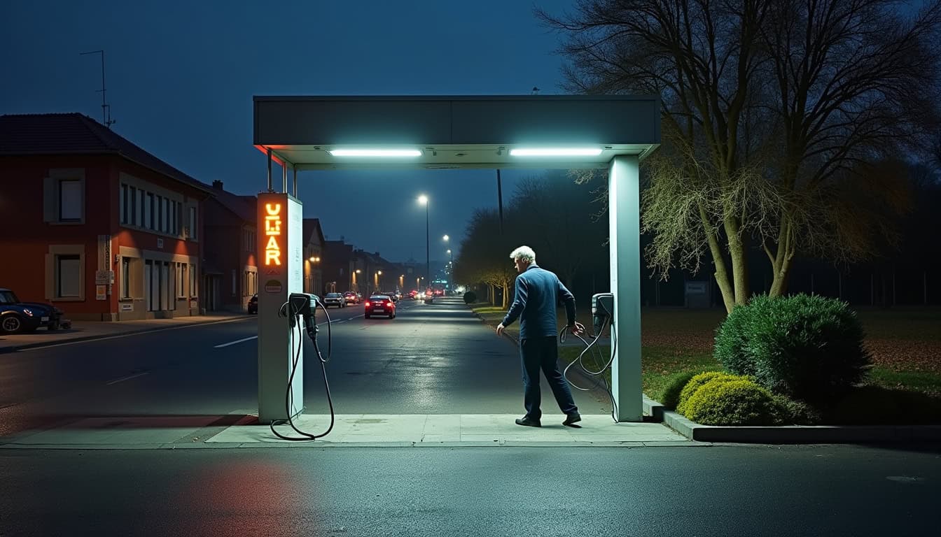 Borne de recharge électrique publique située route d'Albi à Fréjairolles