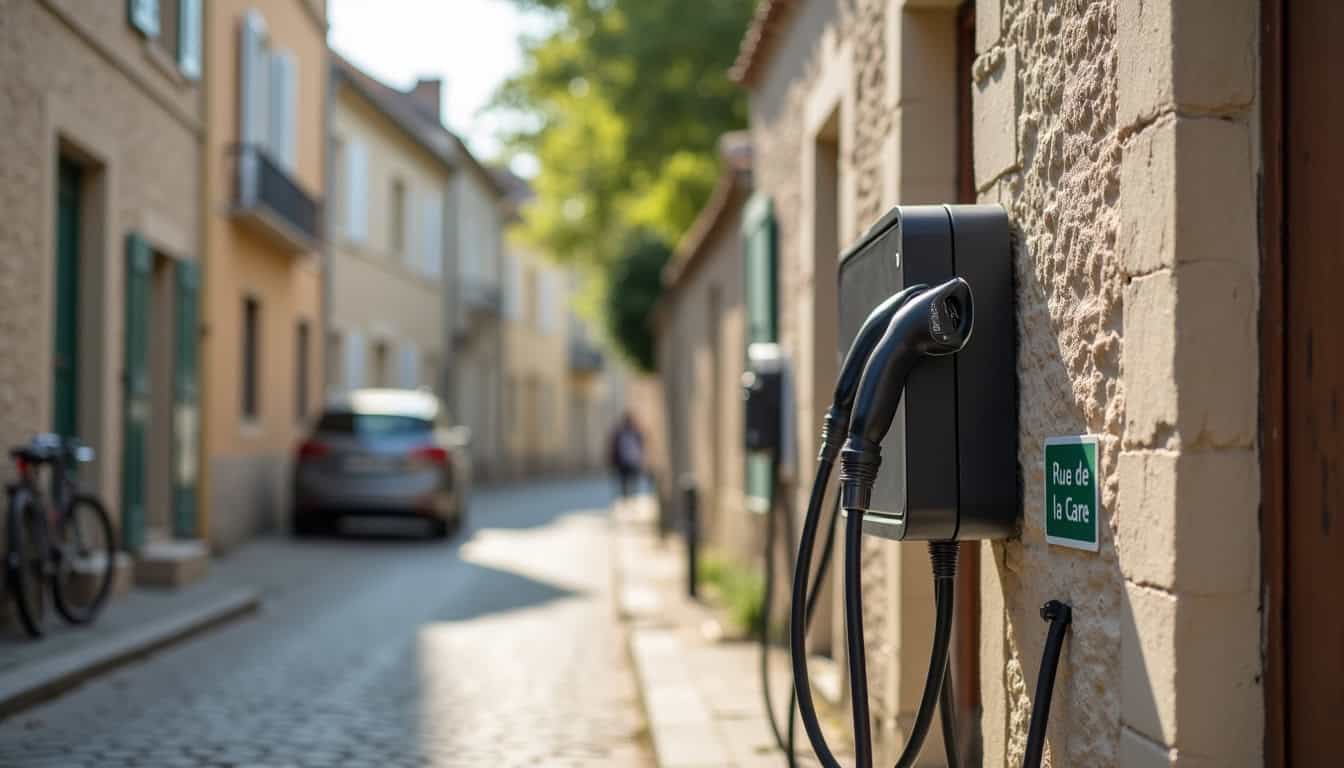 Borne de recharge électrique publique située rue de la Gare à Frasne