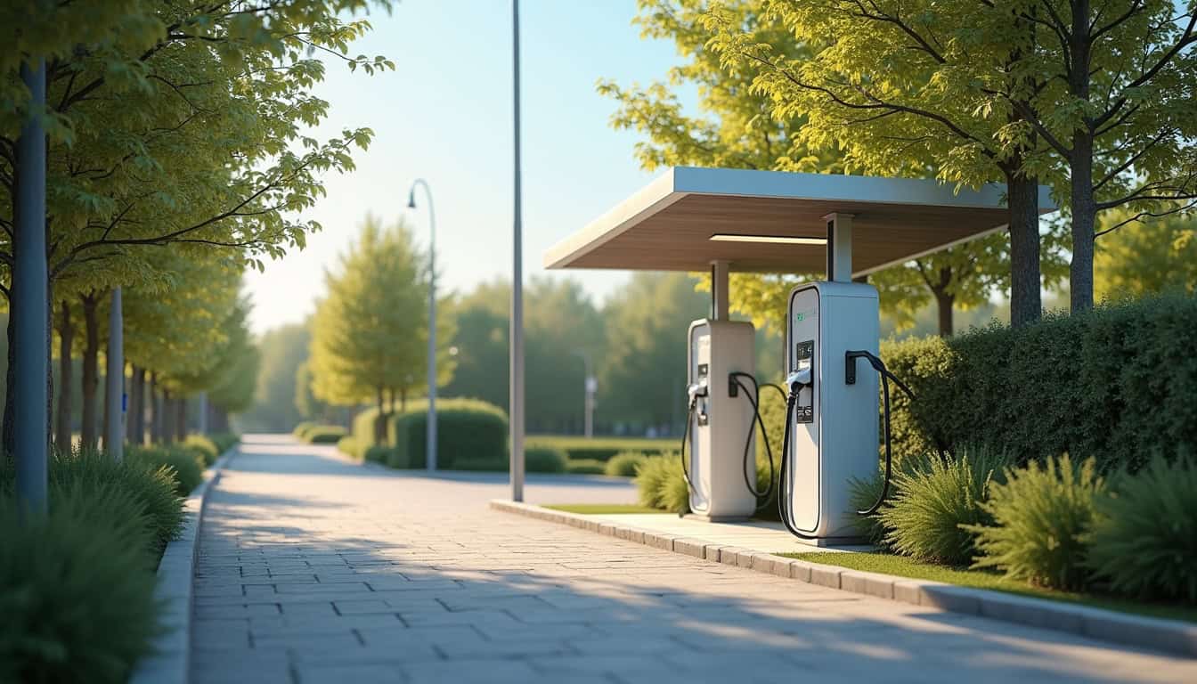 Borne de recharge électrique publique située sur le Chemin de la Croix de Redon à Bessan