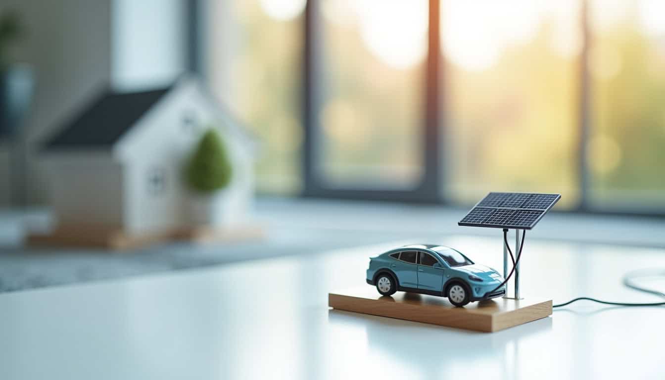 Borne de recharge électrique reliée à un système de panneaux solaires photovoltaïques