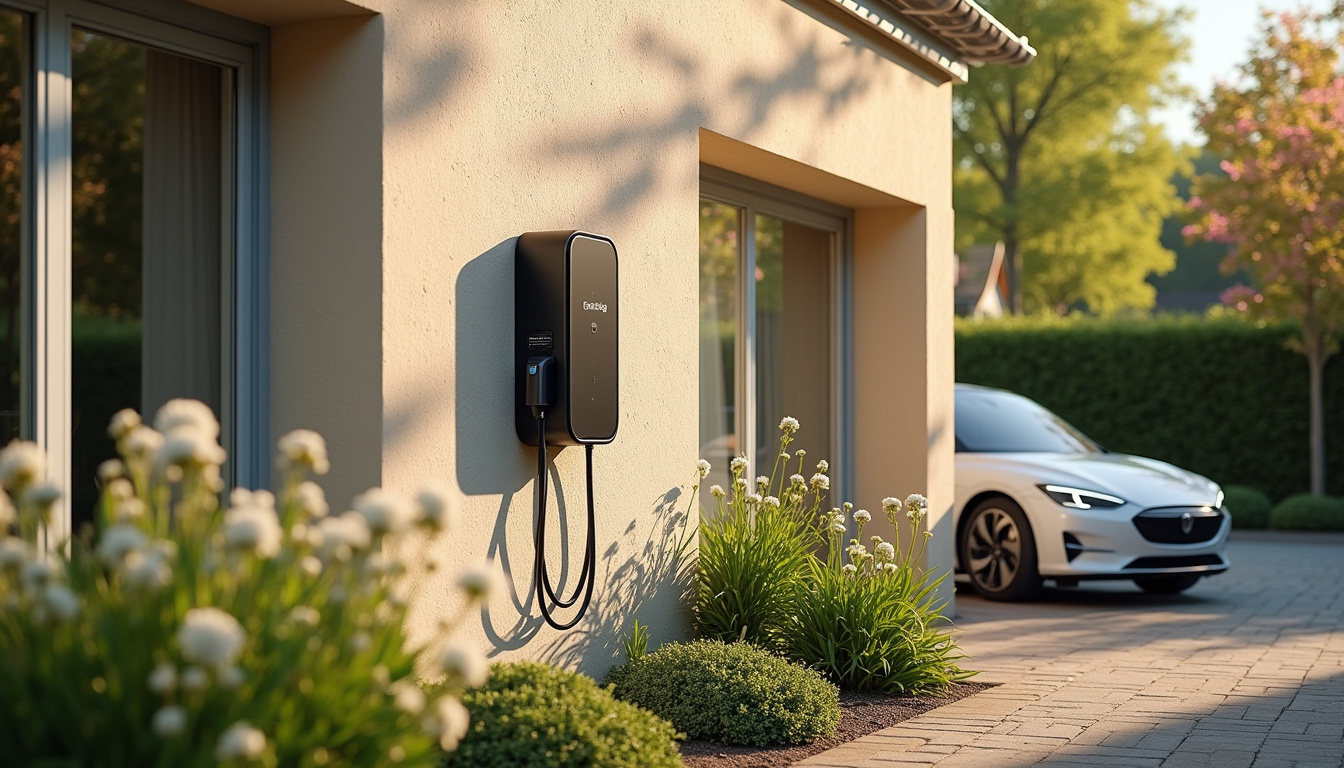 Borne de recharge installée à l'extérieur d'une maison individuelle