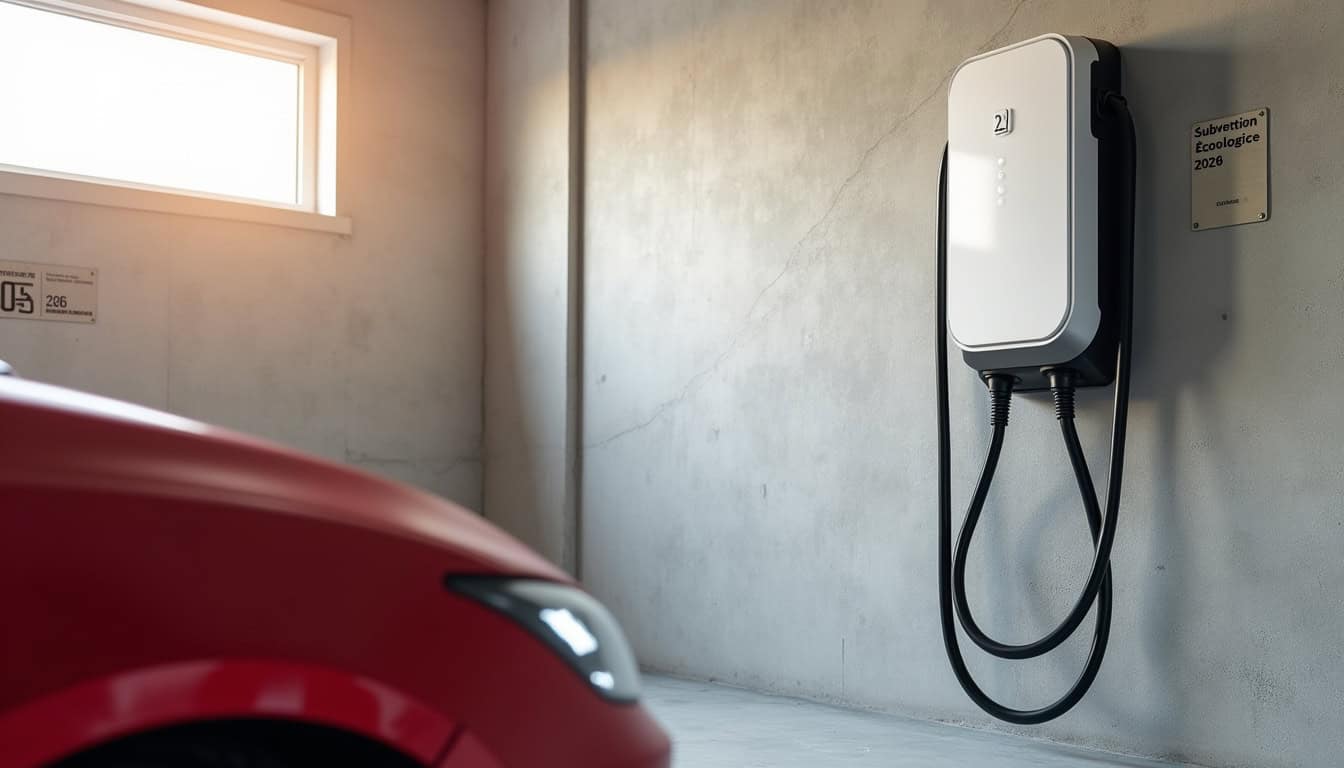 Borne de recharge installée à l'intérieur d'un garage à Perrusson