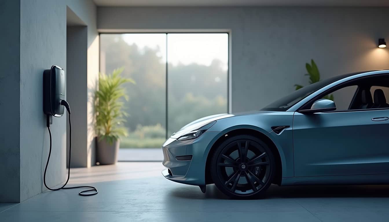 Borne de recharge installée dans un garage à Chavanod