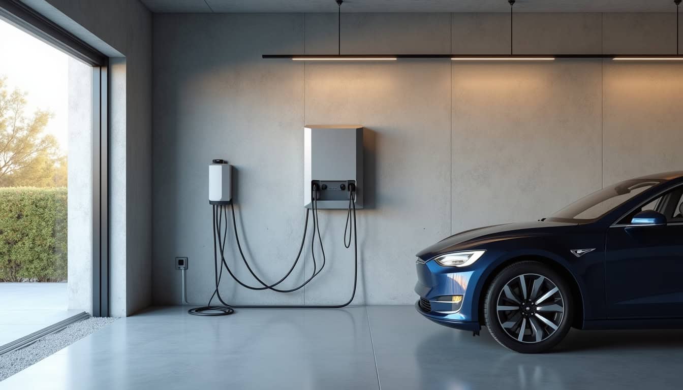 Borne de recharge installée dans un garage de maison à Quincey