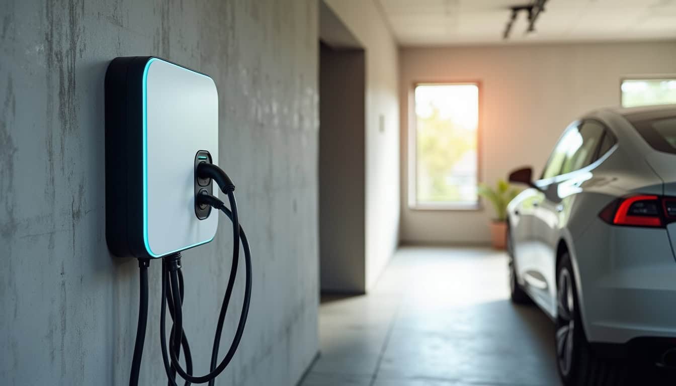 Borne de recharge installée dans un garage de maison individuelle à Vaucresson
