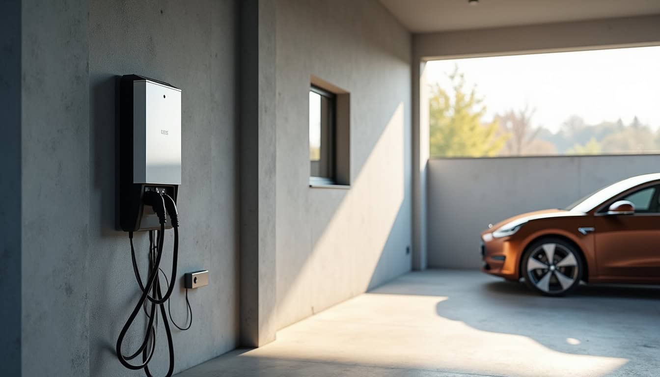 Borne de recharge installée dans un garage particulier à Montaigu-Vendée