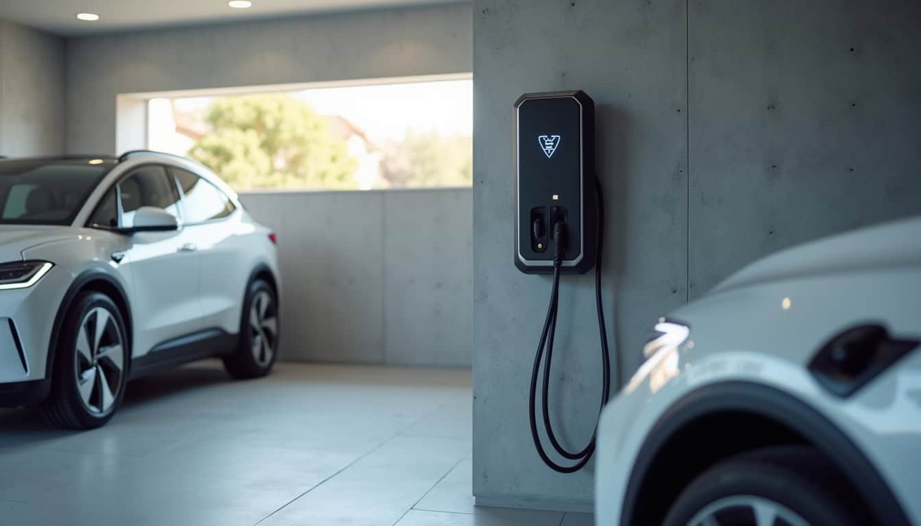 Borne de recharge installée dans un garage privé à Andres, près d