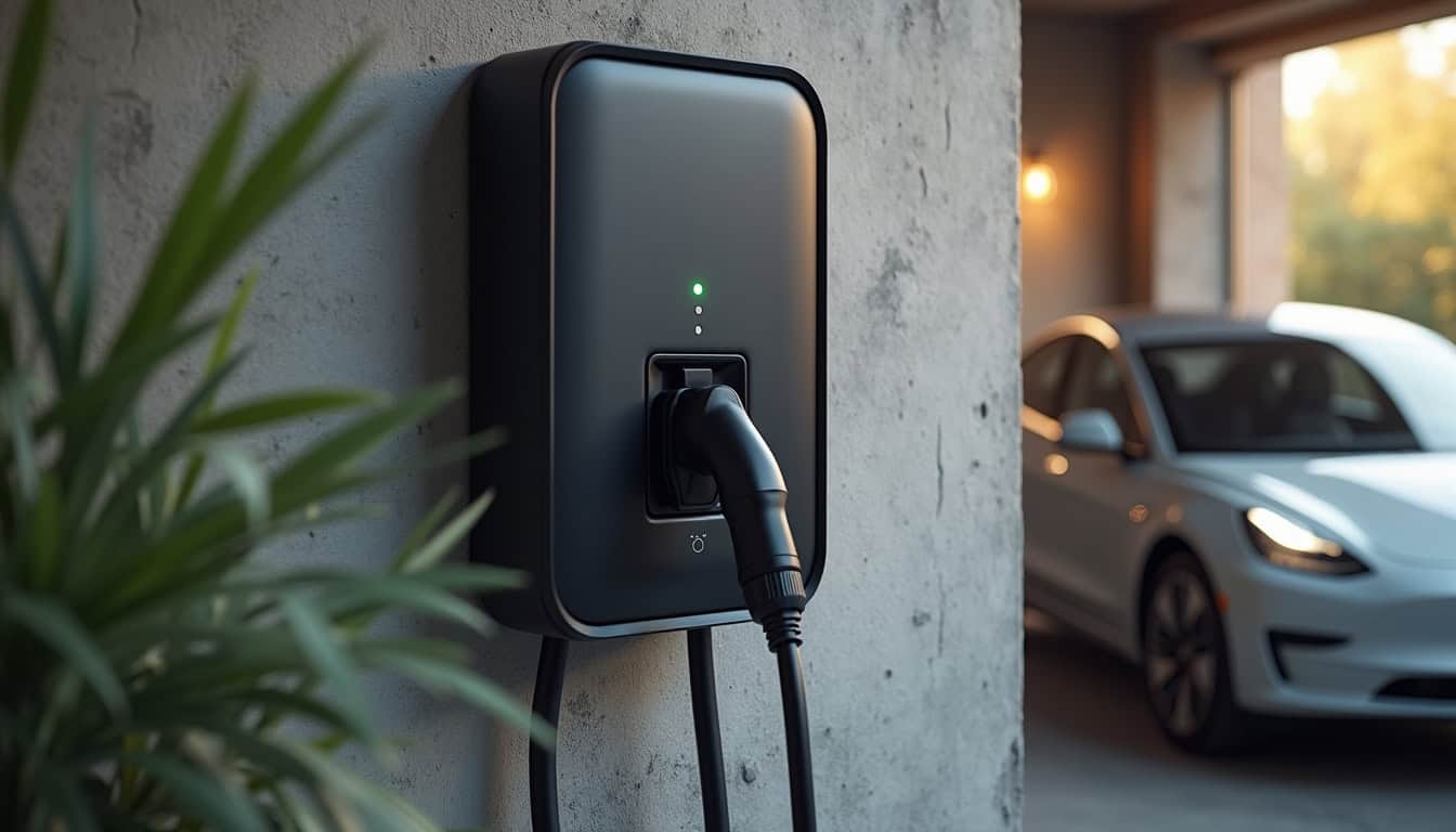Borne de recharge installée dans un garage privé à Solers, Seine-et-Marne