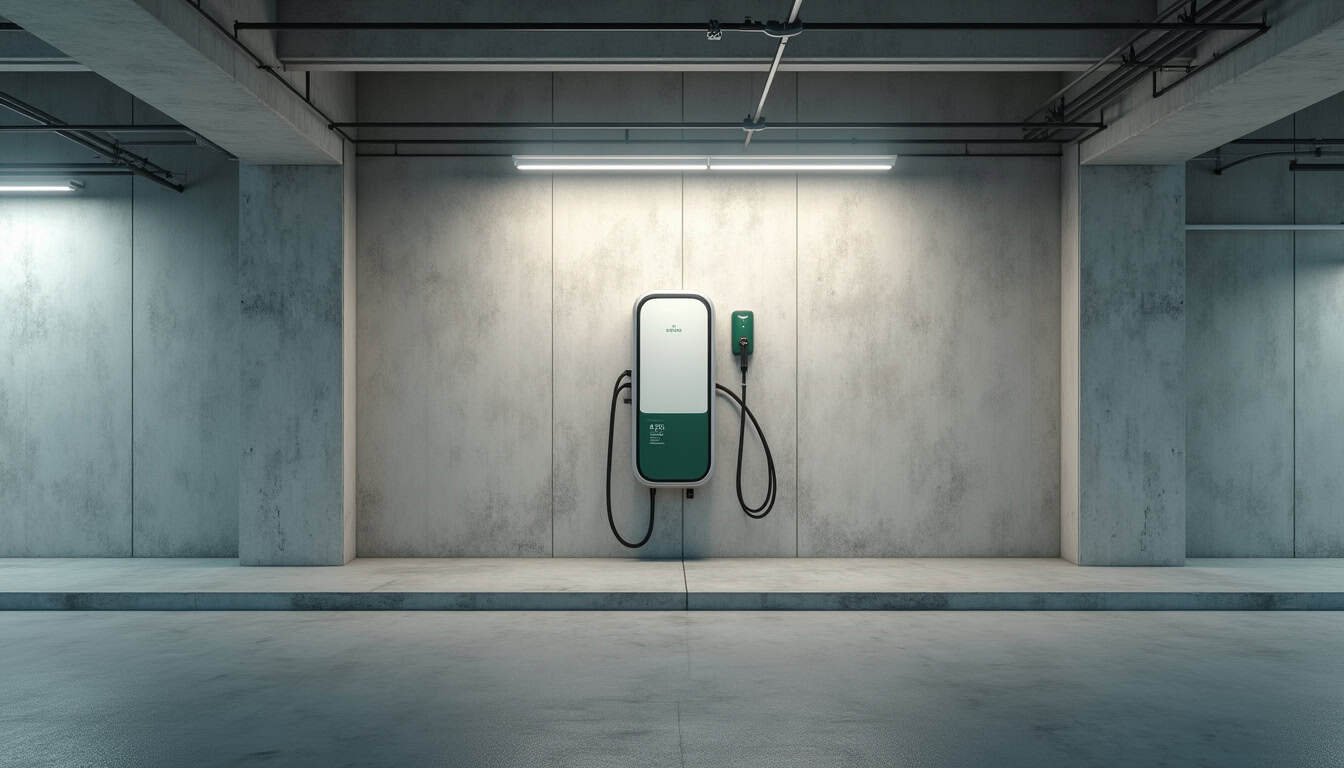 Borne de recharge installée dans un parking d