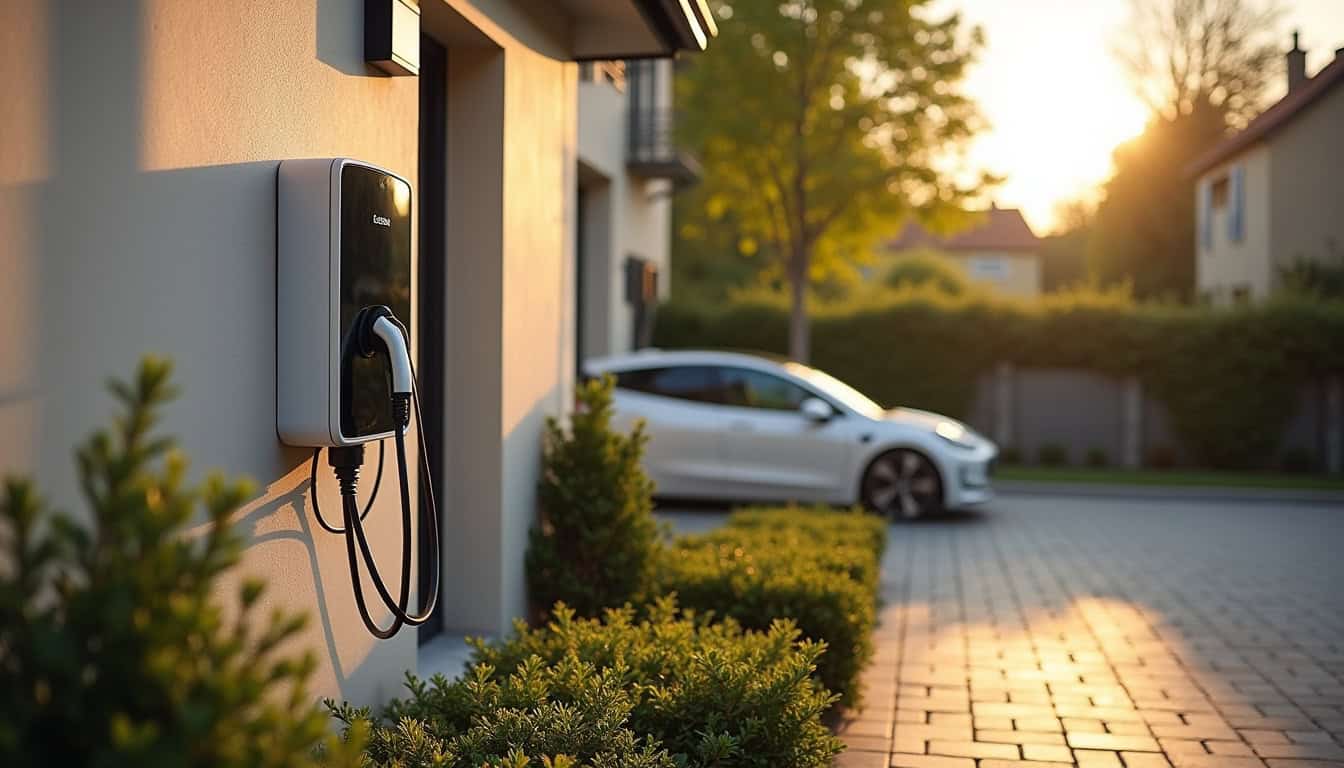 Borne de recharge installée devant une maison individuelle à Hésingue