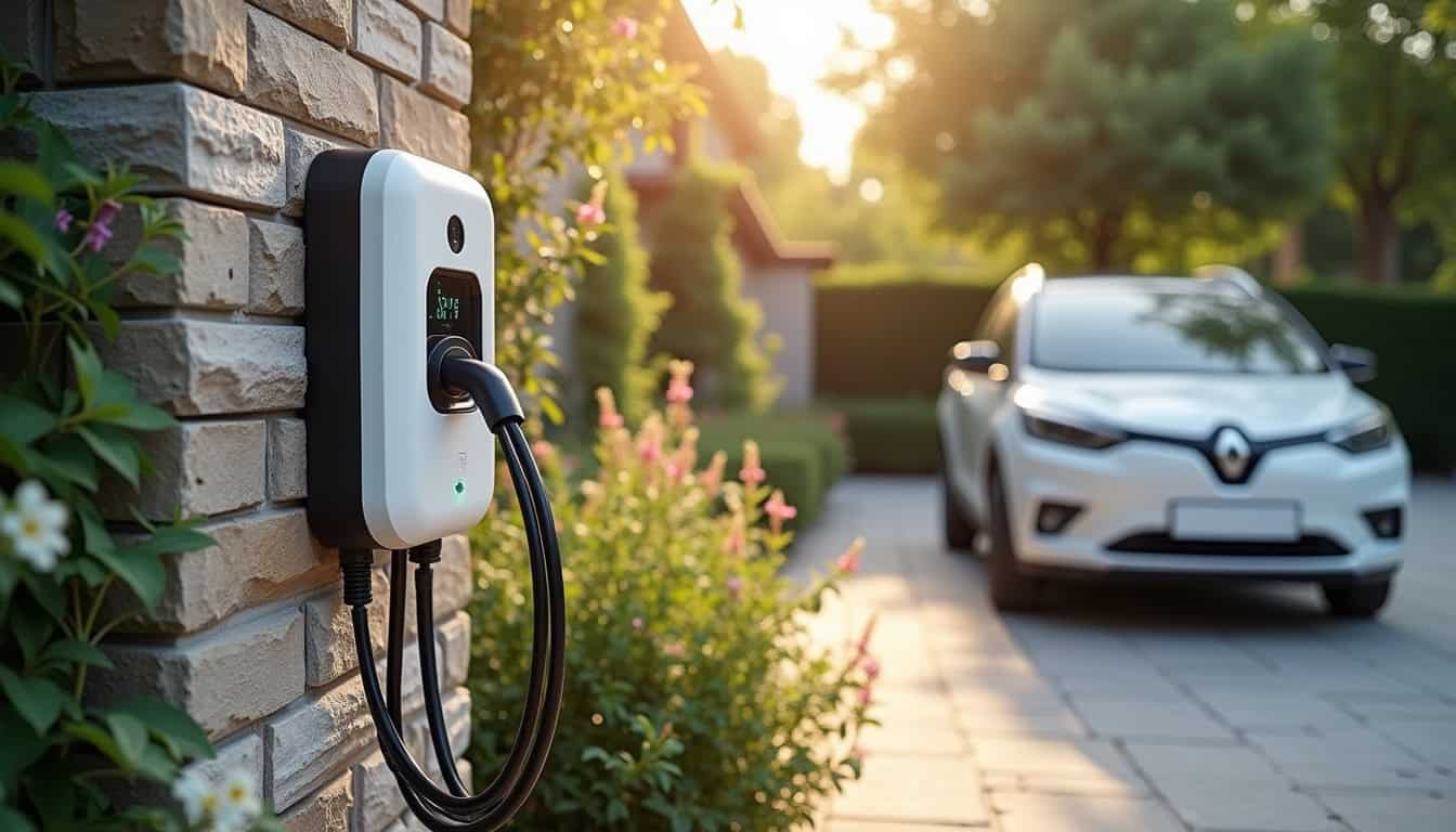 Borne de recharge installée en extérieur dans une résidence à Chanas