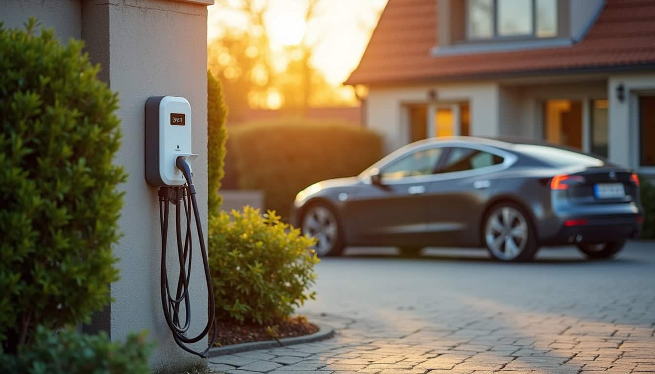 Borne de recharge installée en extérieur sur une propriété à Tricot