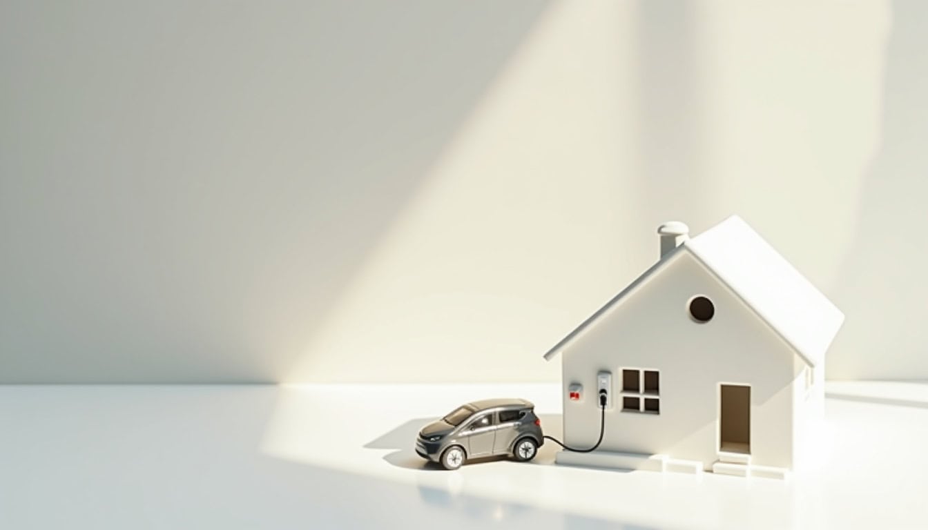 Borne de recharge installée sur le mur extérieur d