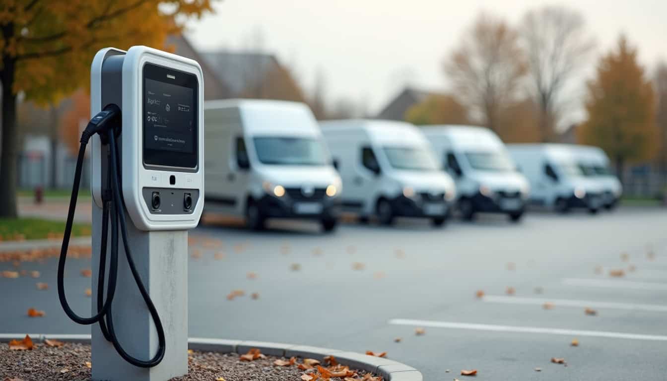 Borne de recharge installée sur un parking d