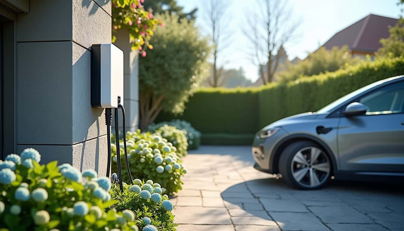 Borne de recharge installée sur une allée privée à Neufchâtel-Hardelot