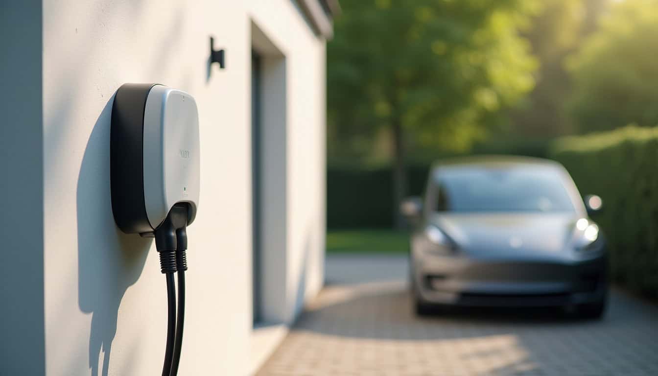 Borne de recharge murale connectée installée dans une résidence à Landeronde