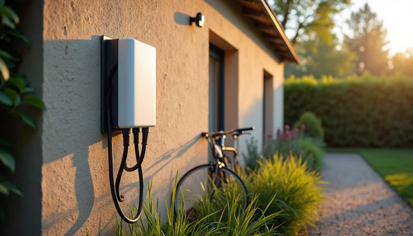 Borne de recharge murale installée à l'extérieur d'une maison à Angers