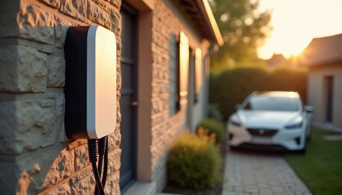 Borne de recharge murale installée à l'extérieur d'une maison à Cambes