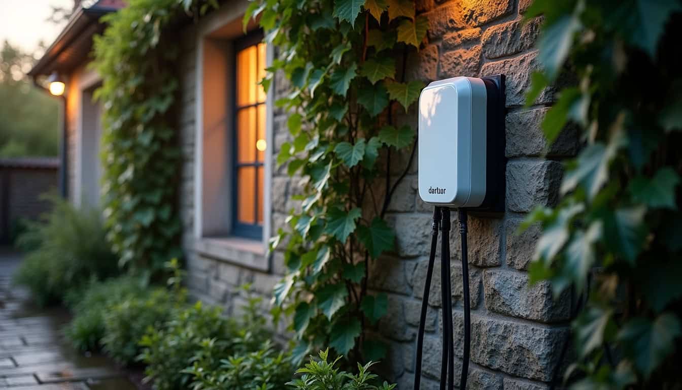 Borne de recharge murale installée à l'extérieur d'une maison à Chantenay-Saint-Imbert