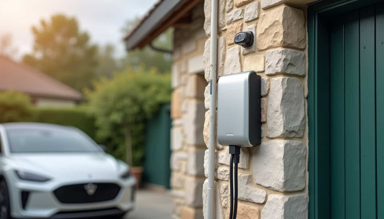Borne de recharge murale installée à l'extérieur d'une maison à Rousson