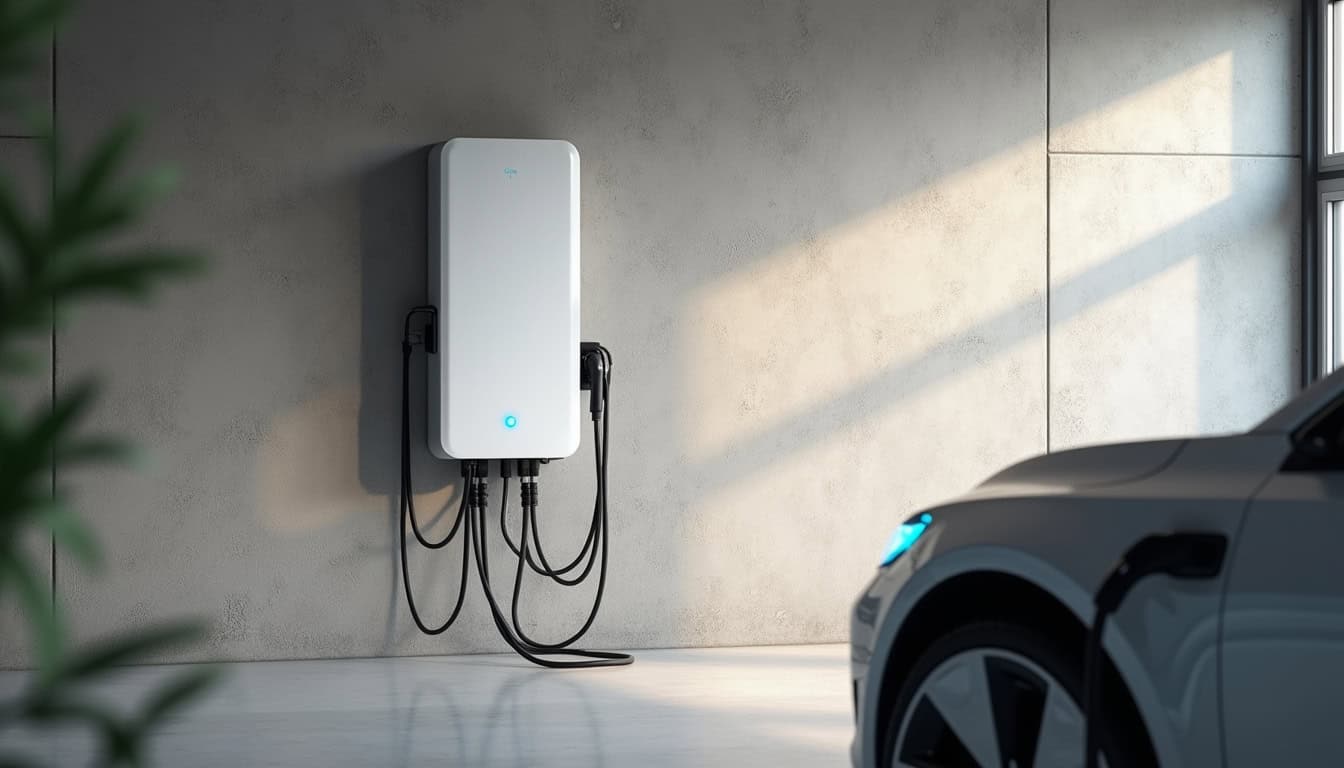 Borne de recharge murale installée dans un garage à Arpajon